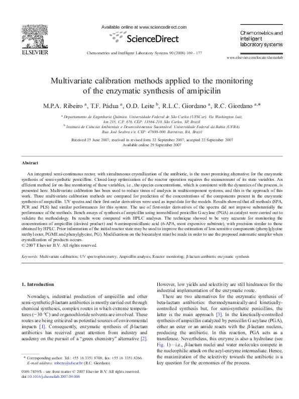 (PDF) Multivariate calibration methods applied to the monitoring of the ...