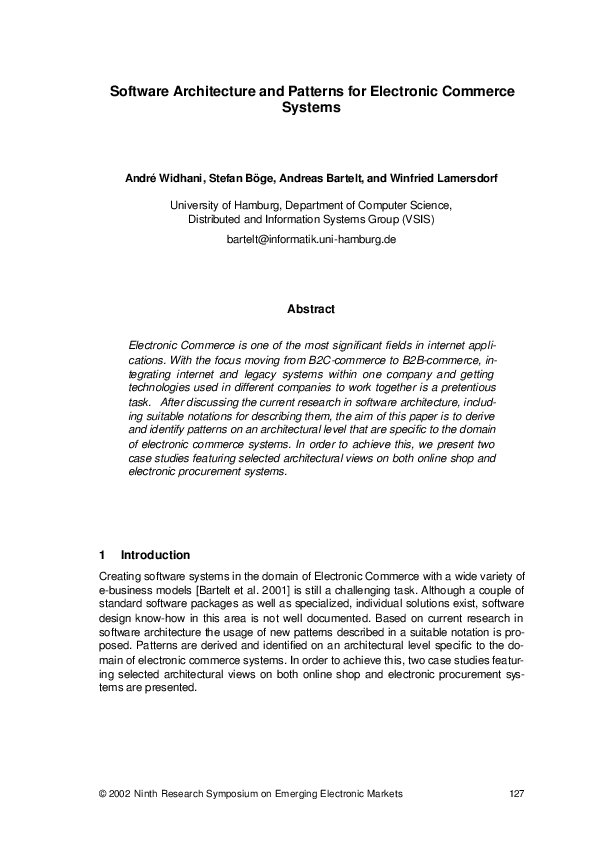 (PDF) Software Architecture and Patterns for Electronic Commerce Systems