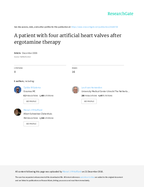 (PDF) A patient with four artificial heart valves after ergotamine