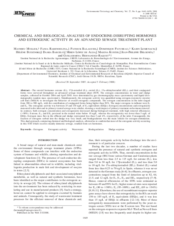 (PDF) Chemical and Biological Analysis of Endocrine Disrupting Hormones ...