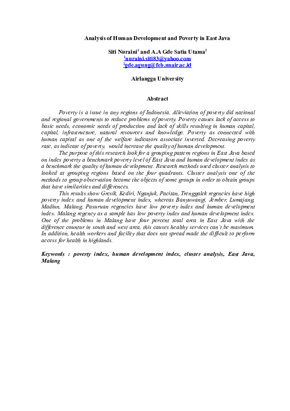 (DOC) Analysis of Human Development and Poverty in East Java