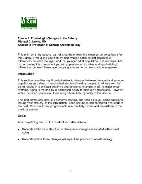 (PDF) Physiologic Changes In The Elderly