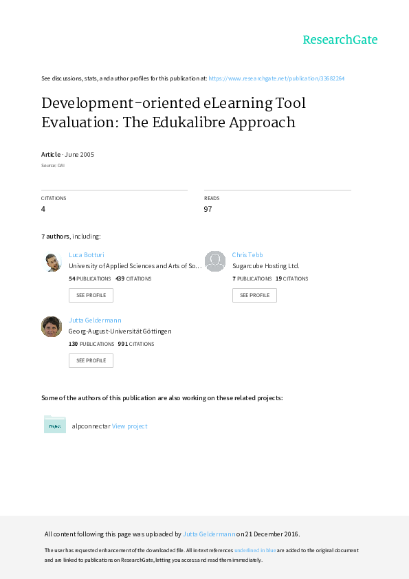 (PDF) Development-oriented eLearning Tool Evaluation: The Edukalibre ...