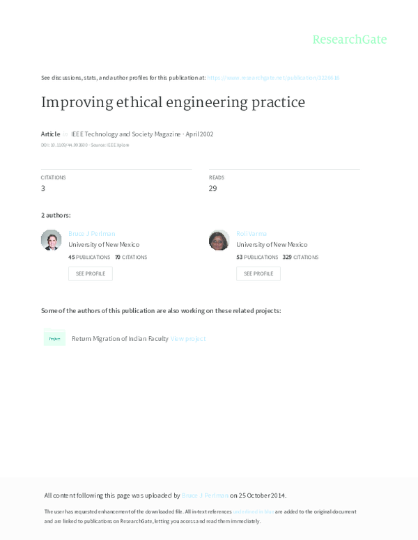 (PDF) Improving ethical engineering practice