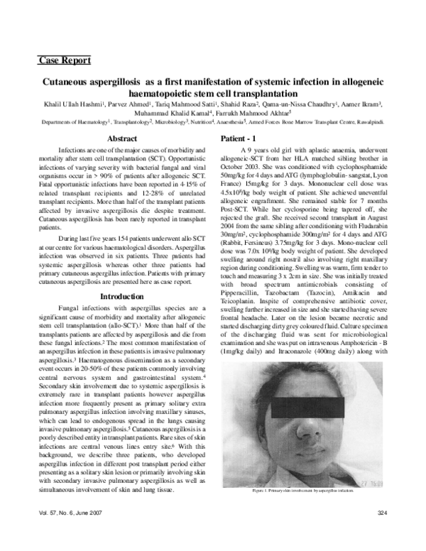 (PDF) Case Report Cutaneous aspergillosis as a first manifestation of ...