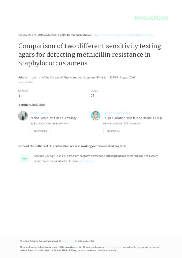 (PDF) Comparison of two different sensitivity testing agars for ...