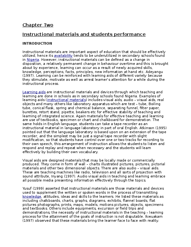 (DOC) THE EFFECT OF INSTRUCTIONAL MATERIALS ON TEACHING OF BUSINESS ...