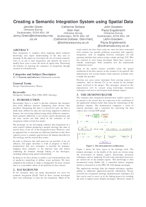 (PDF) Creating a semantic integration system using spatial data