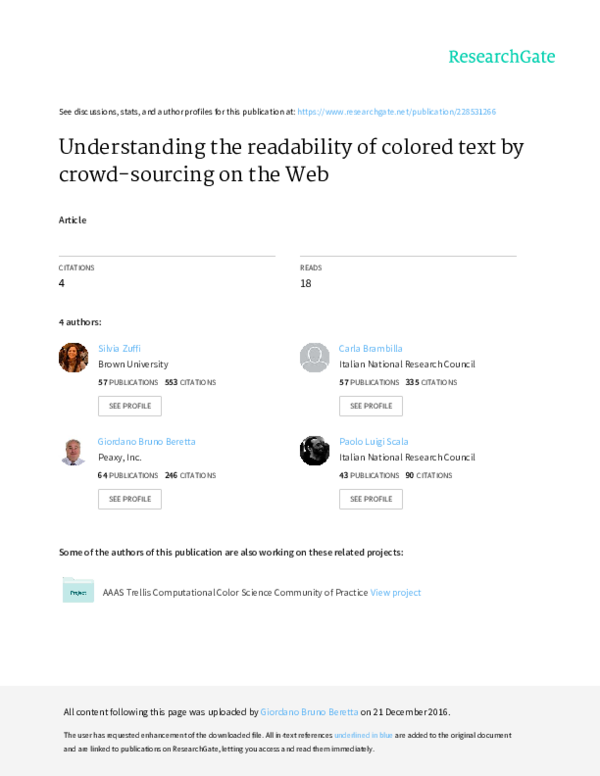 (PDF) Understanding the readability of colored text by crowd-sourcing ...