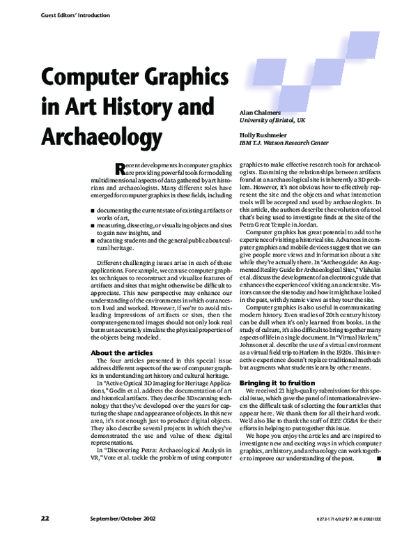 (PDF) Computer graphics in art history and archaeology