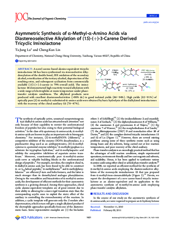 (PDF) Asymmetric Synthesis of r-Methyl-r-Amino Acids via ...