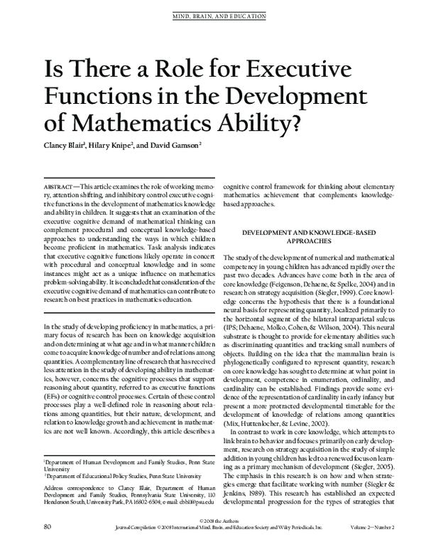 (PDF) Is There a Role for Executive Functions in the Development of ...