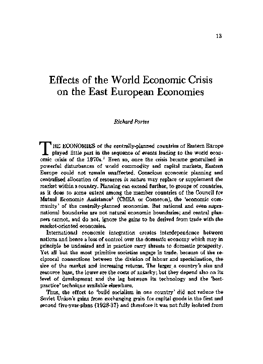 (PDF) Effects of the World Economic Crisis on the East European ...