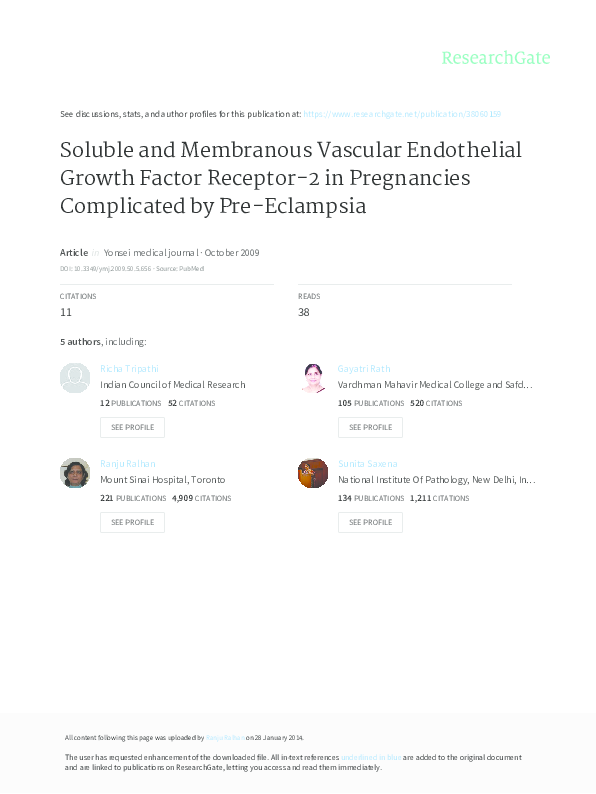 (PDF) Soluble and Membranous Vascular Endothelial Growth Factor ...