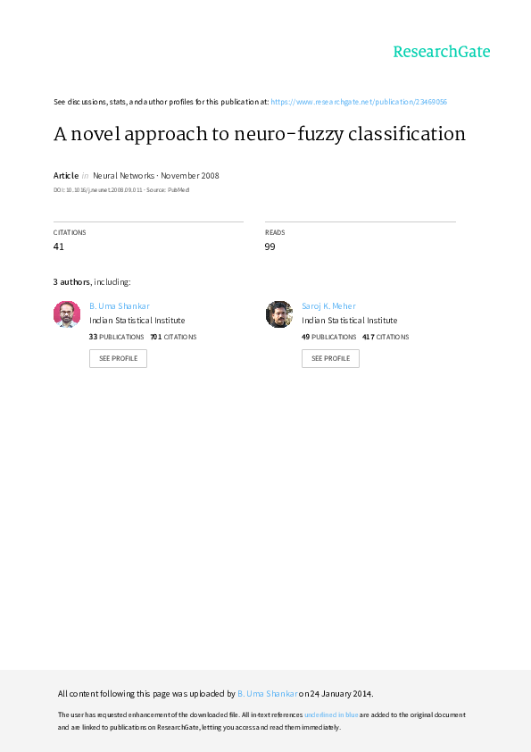 (PDF) A novel approach to neuro-fuzzy classification