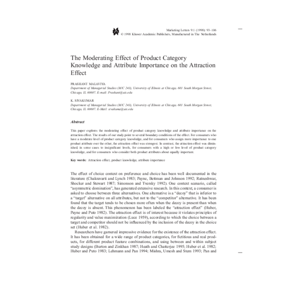 (PDF) The moderating effect of product category knowledge and attribute ...