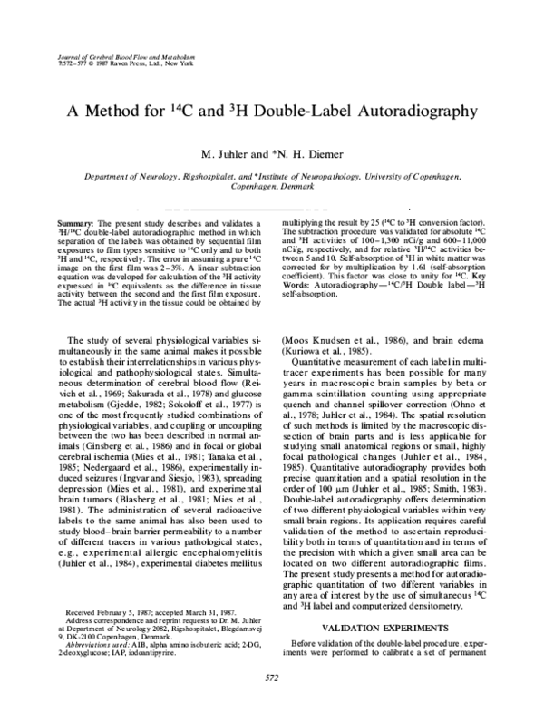 (PDF) A Method for 14C and 3H DoubleLabel Autoradiography Marianne