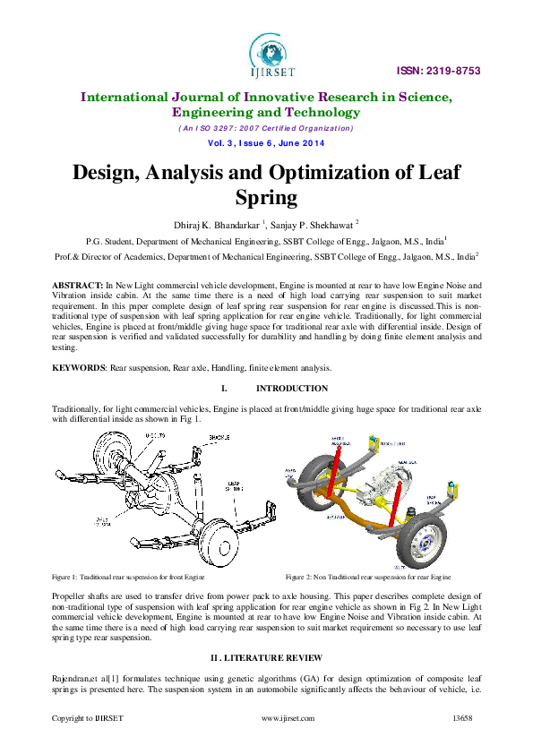 (PDF) Design, Analysis and Optimization of Leaf Spring