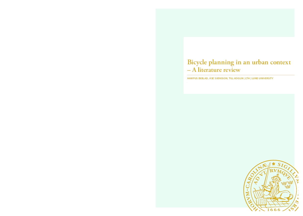 Bicycle planning in an urban context – A literature review