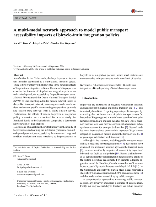 (PDF) A multi-modal network approach to model public transport ...