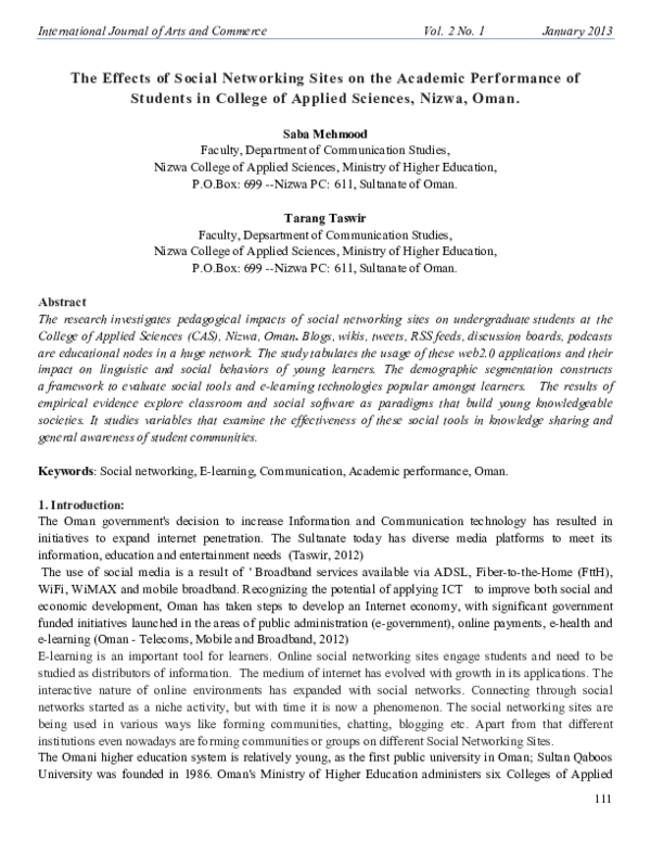 (PDF) The Effects of Social Networking Sites on the Academic ...