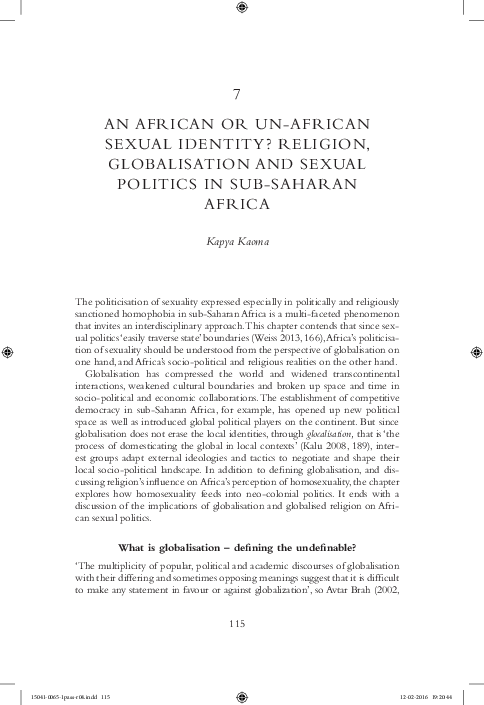 (PDF) AN AFRICAN OR UN-AFRICAN SEXUAL IDENTITY