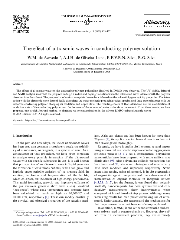 (PDF) The effect of ultrasonic waves in conducting polymer solution ...