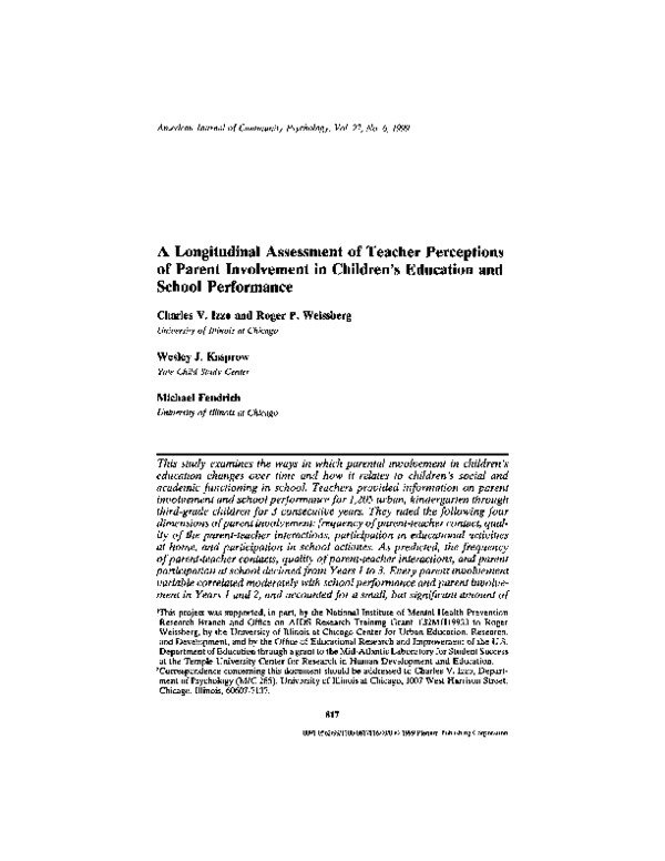 (PDF) A longitudinal assessment of teacher perceptions of parent ...