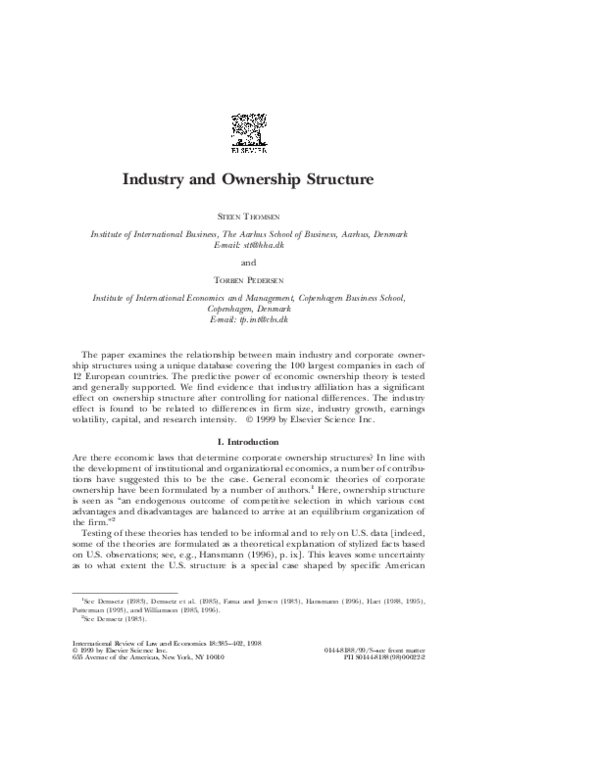 (PDF) Industry and ownership structure