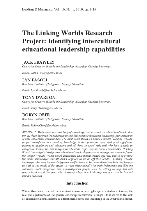 (PDF) The Linking Worlds Research Project: Identifying intercultural ...