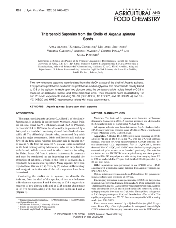 (PDF) Triterpenoid saponins from the shells of Argania spinosa seeds