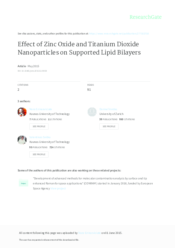 (PDF) Effect of Zinc Oxide and Titanium Dioxide Nanoparticles on ...