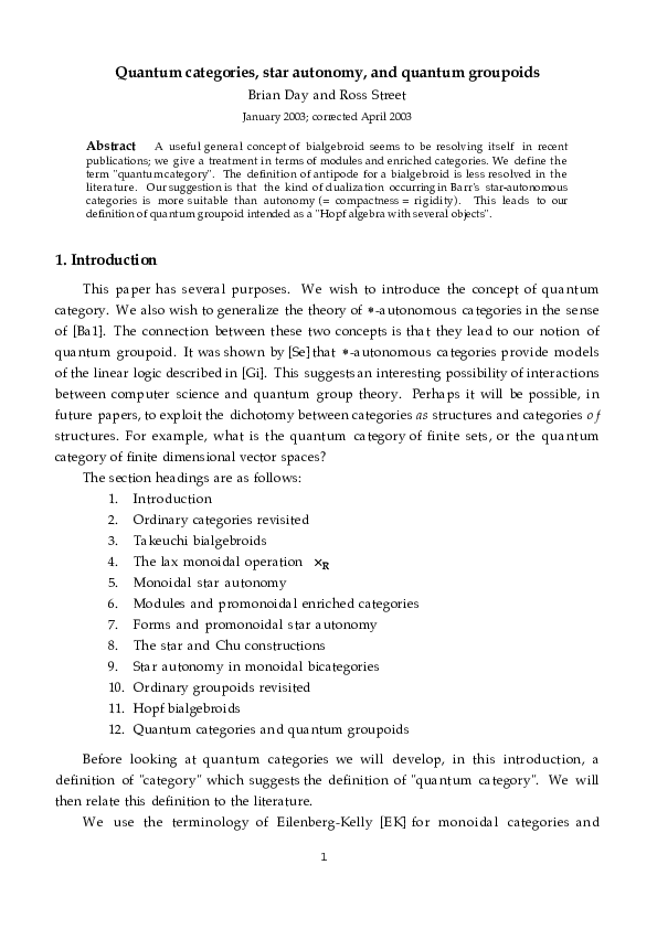 (PDF) Quantum categories, star autonomy, and quantum groupoids