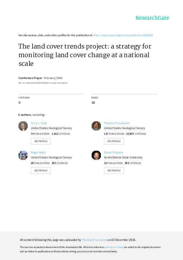 (PDF) The land cover trends project a strategy for monitoring land