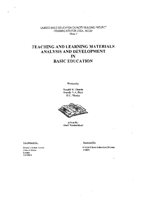 (PDF) UNESCO BASIC EDUCATION CAPACITY BUILDING PROJECT -TRAINING KITS ...