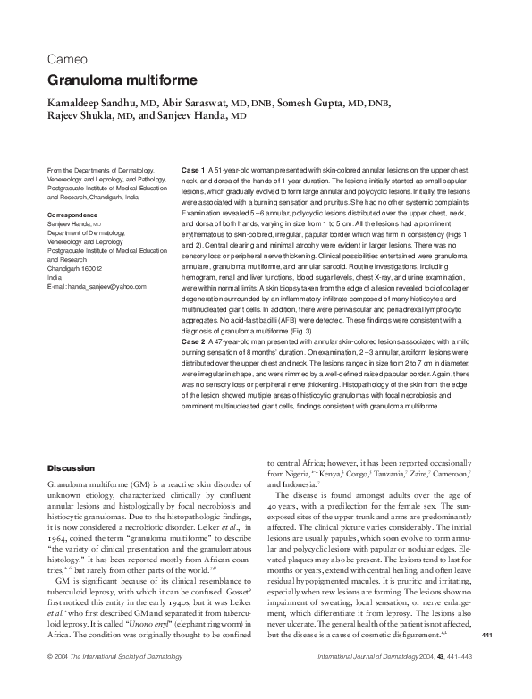 (PDF) Granuloma multiforme Abir Saraswat Academia.edu