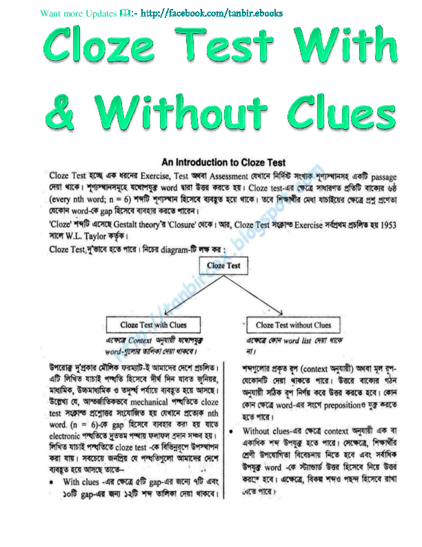 (PDF) Cloze Test With & Without Clues Shahadat Hossain Academia.edu