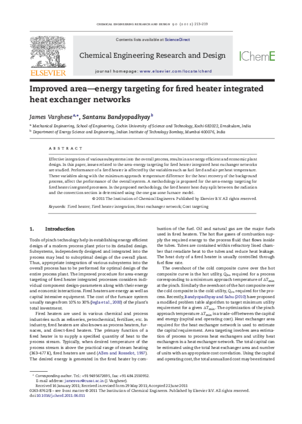 (PDF) Improved areaenergy targeting for fired heater integrated heat