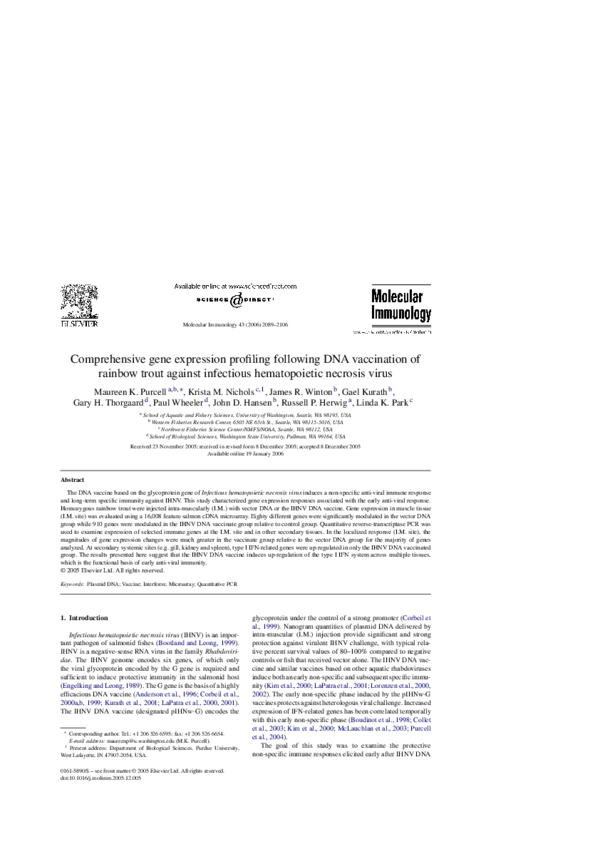 (PDF) Comprehensive gene expression profiling following DNA vaccination ...