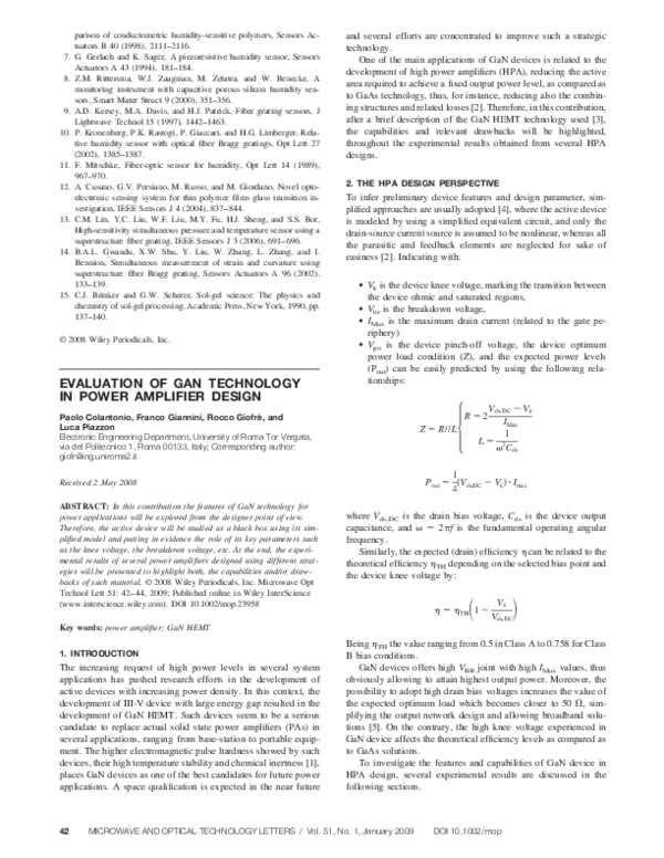 (PDF) Evaluation of GaN technology in power amplifier design