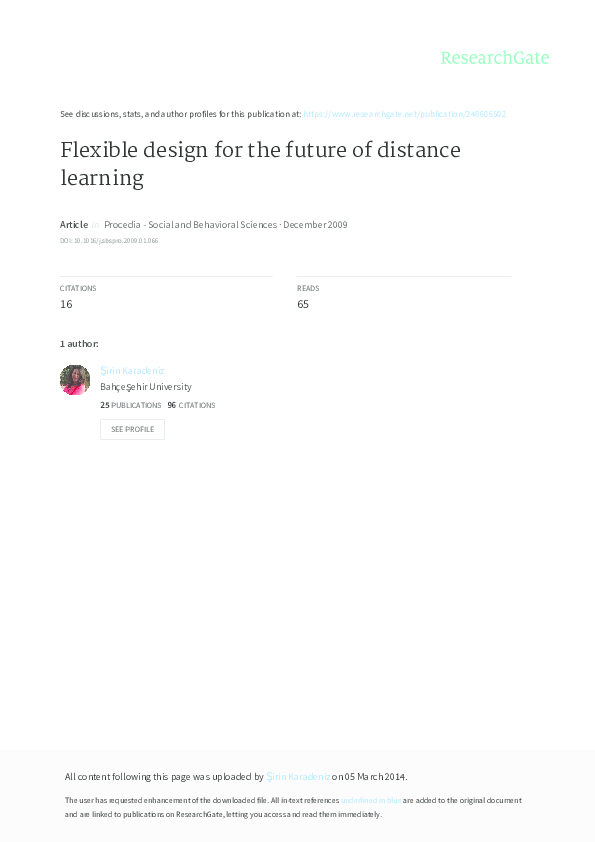 (PDF) Flexible design for the future of distance learning