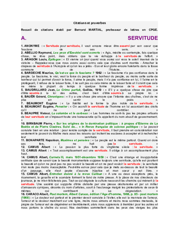 Doc Citations Et Proverbes A Servitude Omar Elma Academia Edu