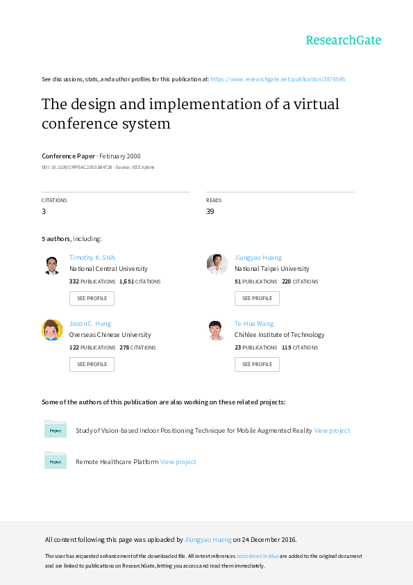 (PDF) The design and implementation of a virtual conference system