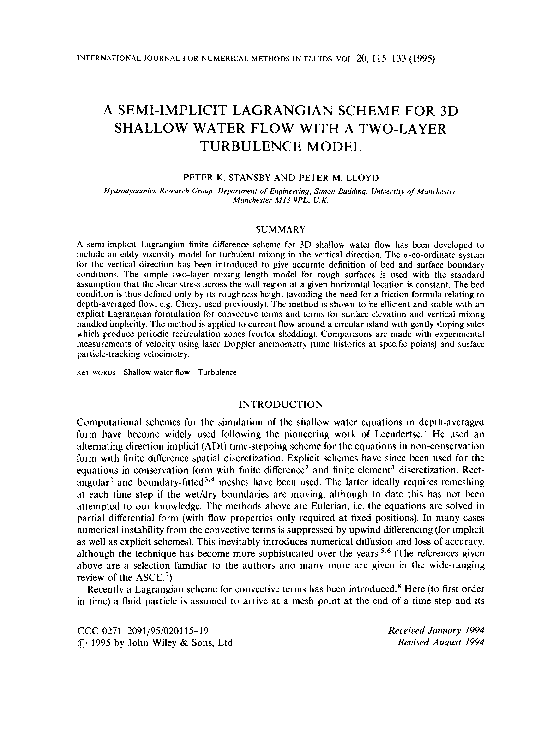 (PDF) A semi‐implicit lagrangian scheme for 3D shallow water flow with ...