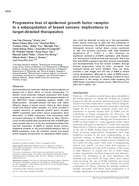 (PDF) Progressive loss of epidermal growth factor receptor in a ...