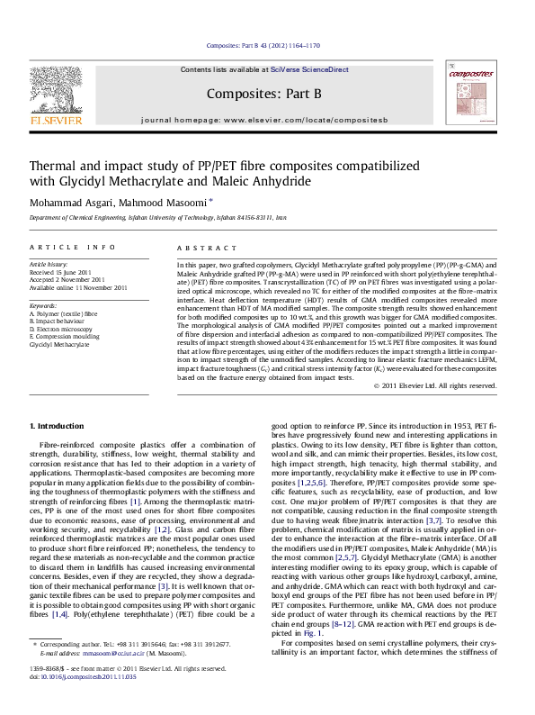 (PDF) Thermal and impact study of PP/PET fibre composites