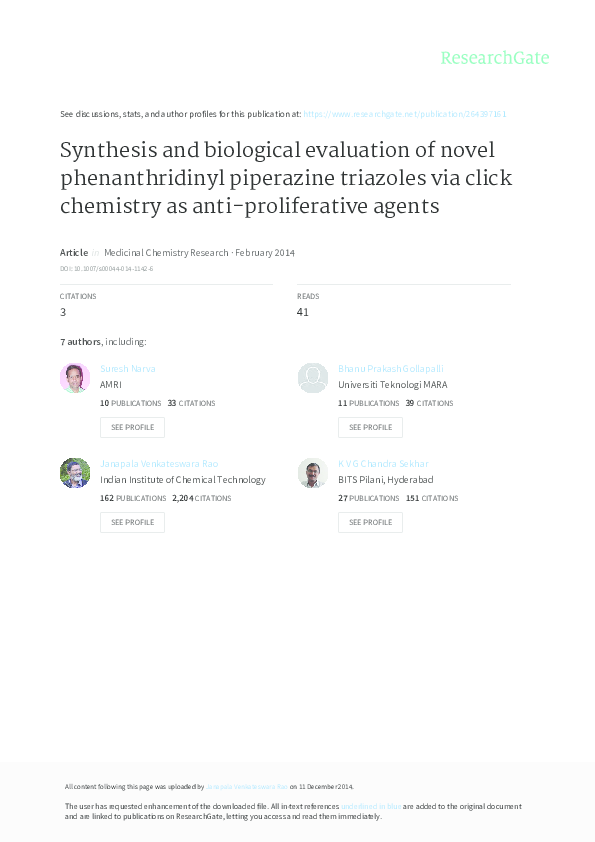 (PDF) Synthesis and biological evaluation of novel pyrazole derivatives ...