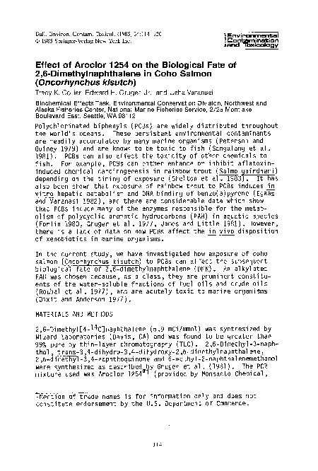 (PDF) Effect of Aroclor 1254 on the biological fate of 2, 6 ...