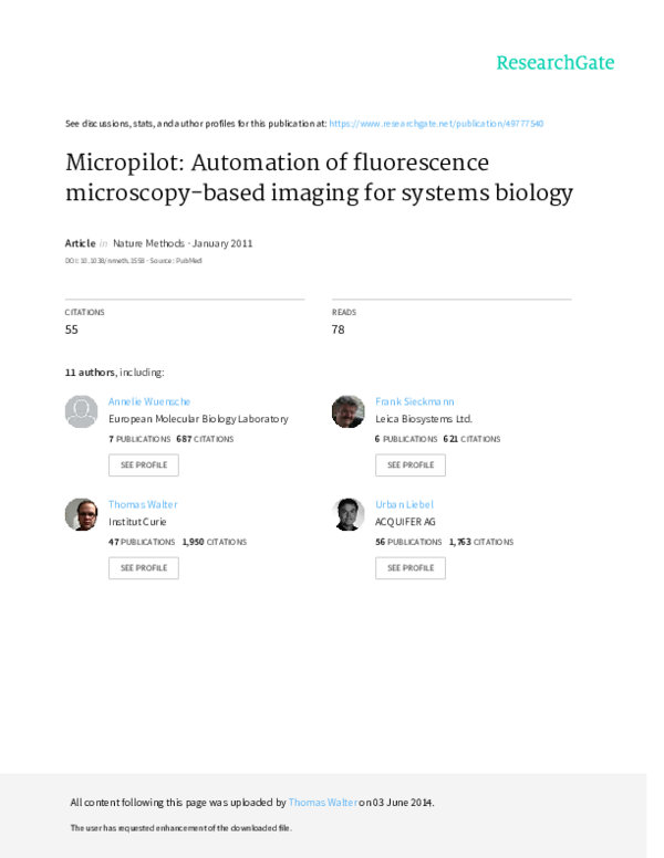 (PDF) Micropilot automation of fluorescence microscopybased imaging