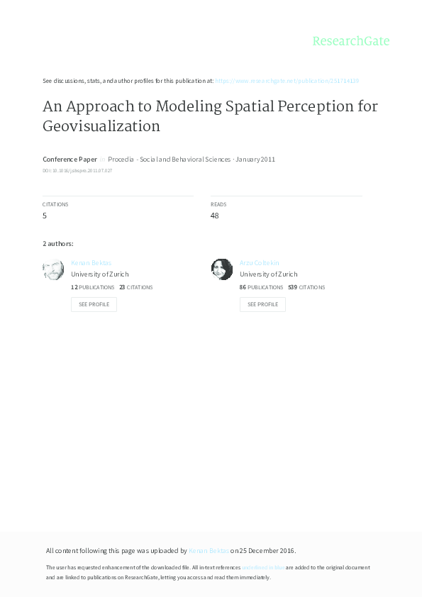 (PDF) An approach to modeling spatial perception for geovisualization